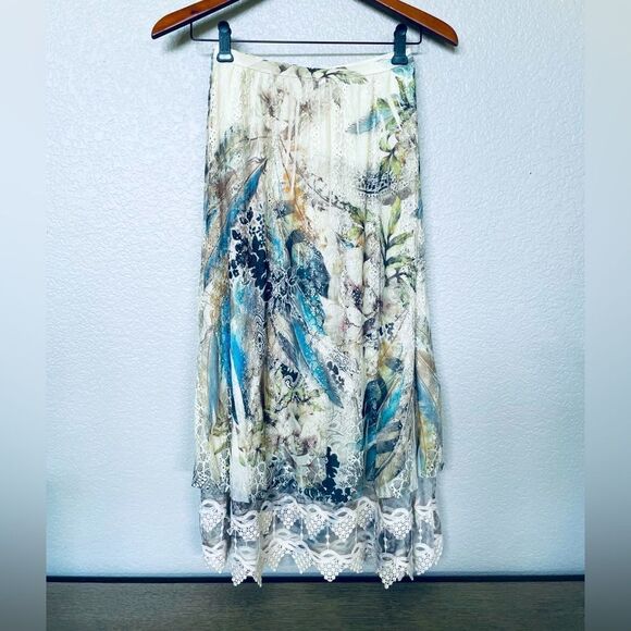 Victorian Boutique Lace Layered Boho Maxi Skirt - Picture 1 of 6